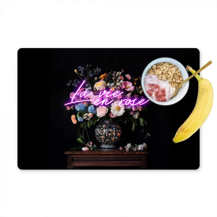 Neon - Vaas - Bloemen Placemat vinyl groot -zzzproduct_Kitchenyeah-website