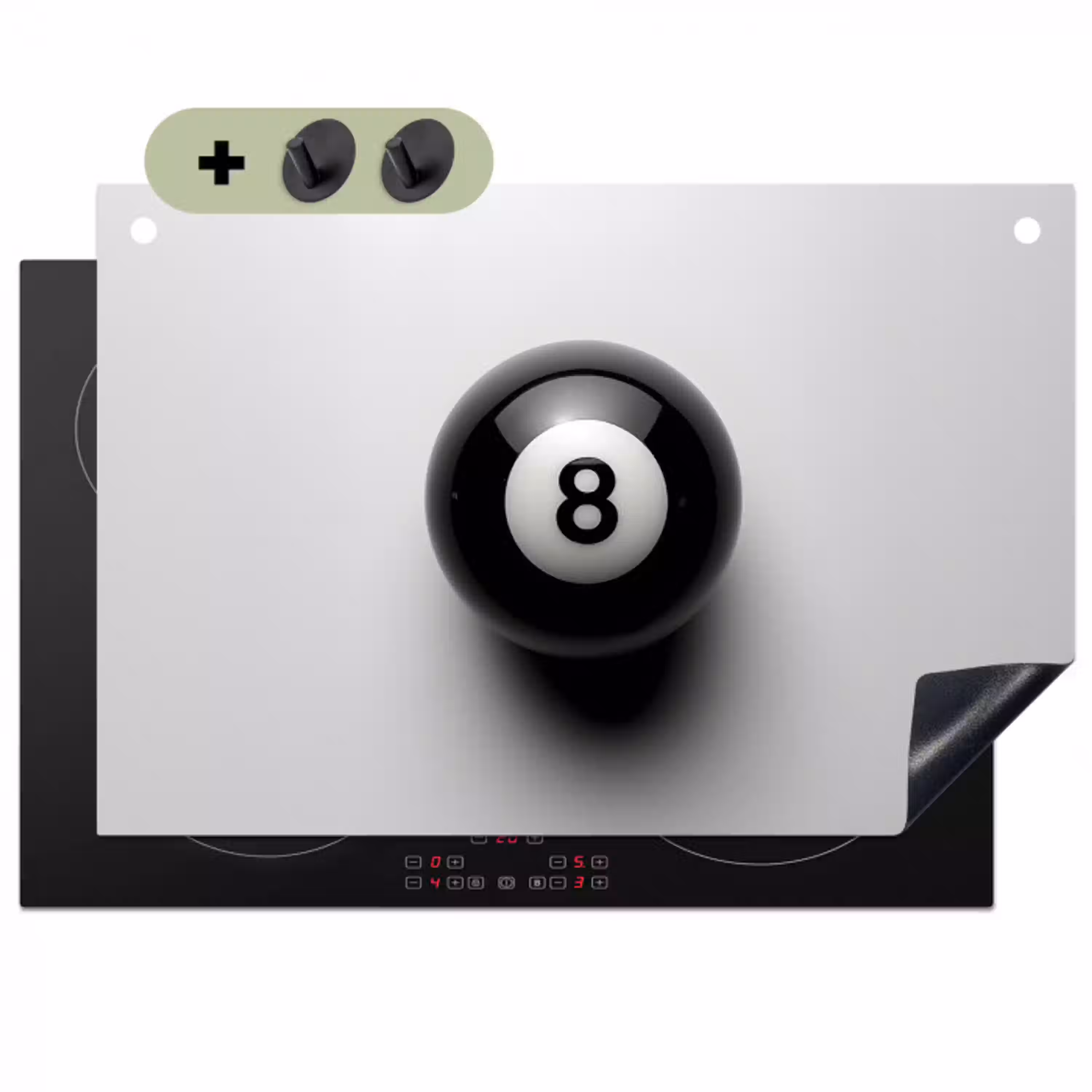 Biljartbal - Getal - Acht - Wit Inductie beschemer met haakjes klein -3d