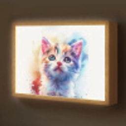 Kat - Portret - Kleuren - Verf - Wit Light Box met batterij (Wandlamp kind) middel -z3d_website