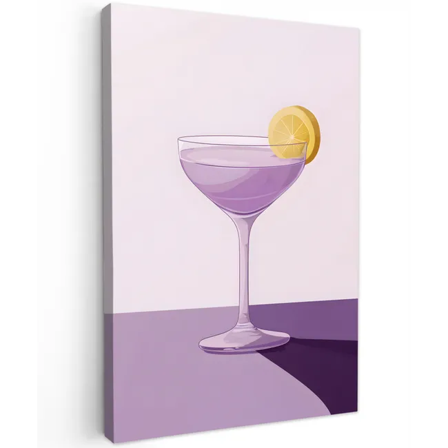 Cocktail - Paars - Minimalistisch - Citroen Tuinposter op houten frame 2 cm dik klein -3d