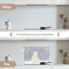Ijsbeer - Sneeuw - Sterren - Blauw keuken achterwand spatscherm klein -voor_na_NL