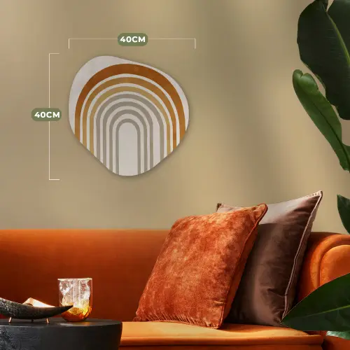 Minimalistisch - Boog - Lijnen - Beige Wandcirkel Organisch Forex 3mm klein -sfeer3