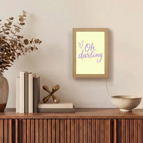 Oh darling - Geel - Hart Light Box met kabel (Tafellamp) klein -sfeer2