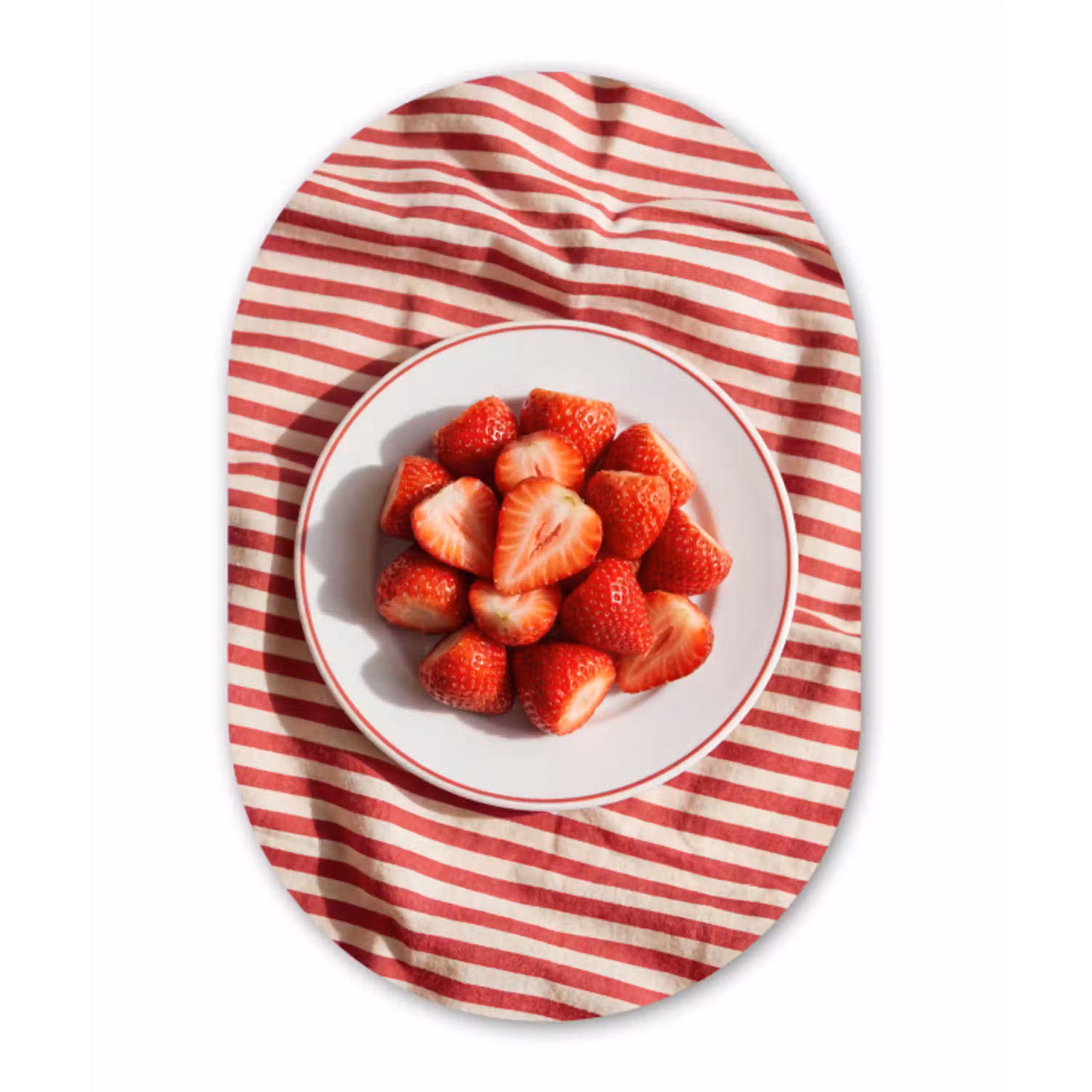 Eten - Aardbeien - Fruit - Zomer - Rood Wandcirkel Ovaal Aluminium middel -3d