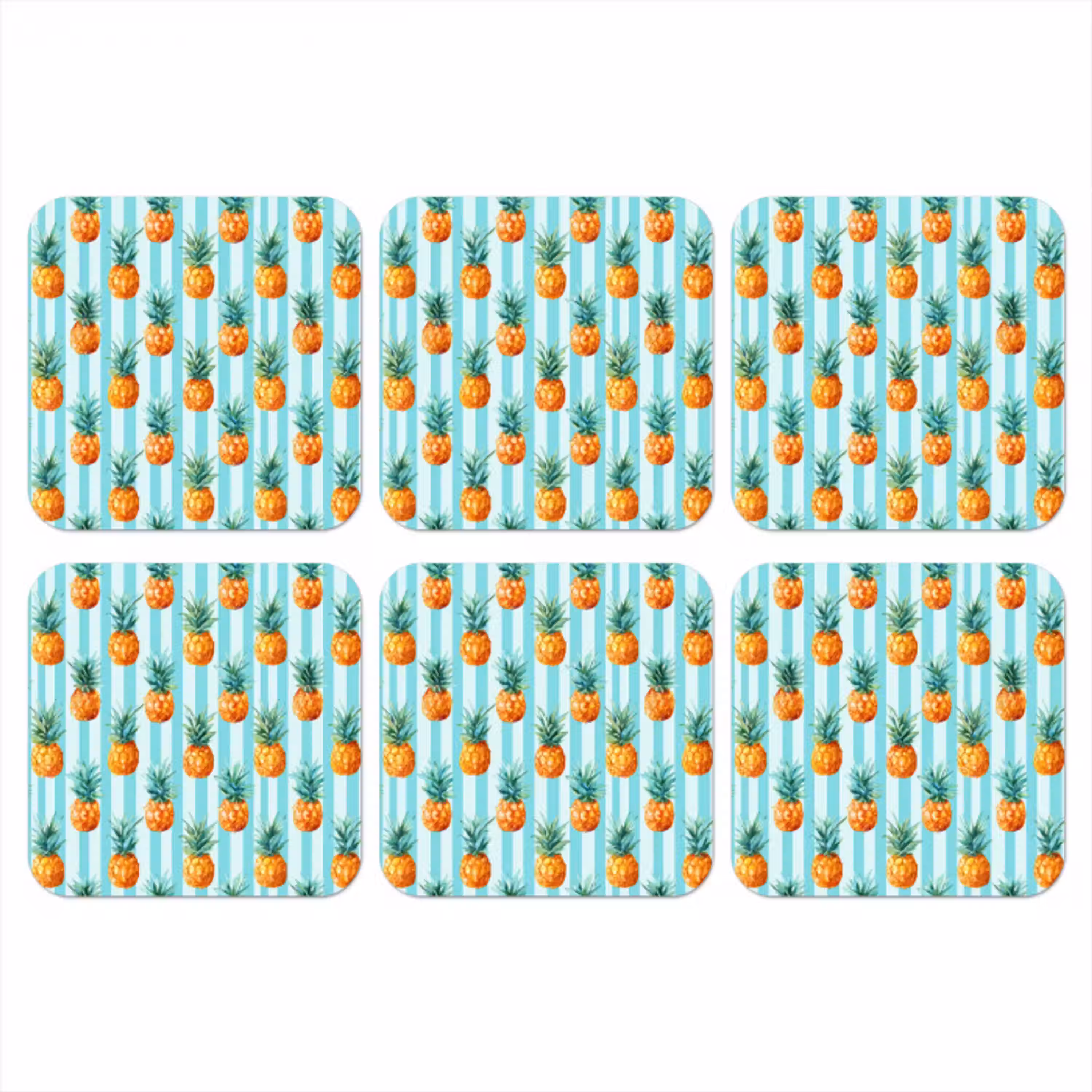 Ananas - Strepen - Groen onderzetter kurk middel 366 -3d