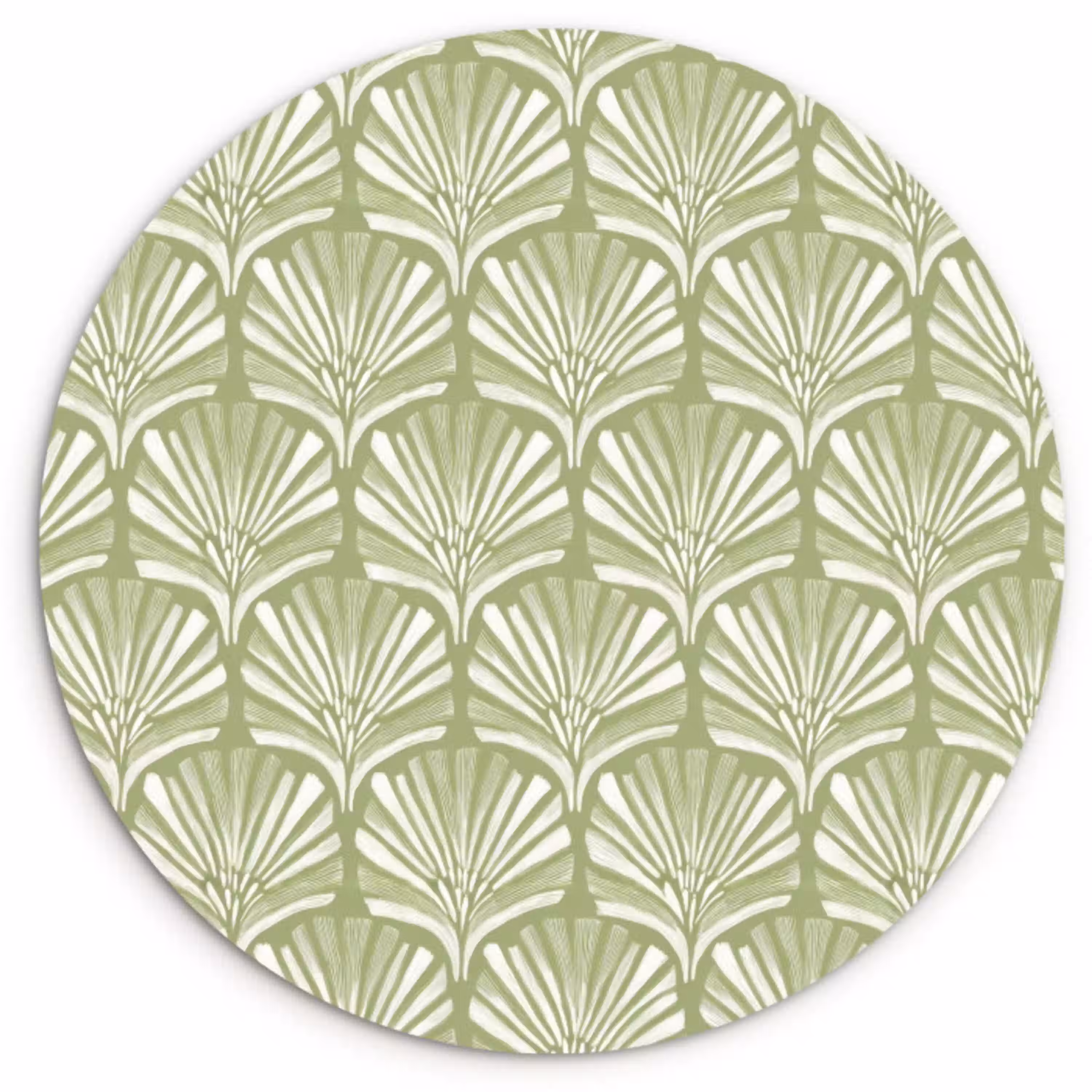 Saliegroen - Ginkgo Biloba - Waaier - Patroon Wandcirkel kunststof plaat 5mm dik klein 188 -3d