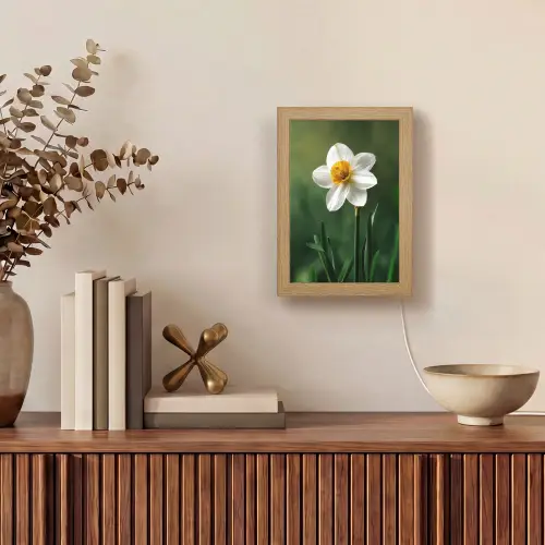 Narcis - Bloem - Wit - Grassprieten Light Box met kabel (Tafellamp) klein -sfeer2