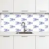 Kreeften - Patroon - Blauw - Wit keuken achterwand 2 middel -3d