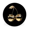 Kersen - Zwart - Goud - Chrome Wandcirkel aluminium klein -3d
