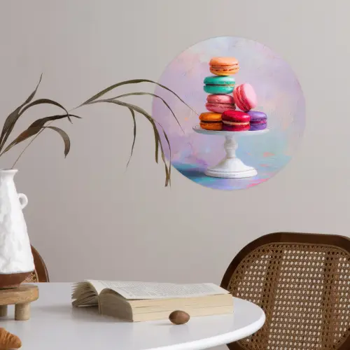 Macarons - Schaal - Pastel - Kleurrijk Wandcirkel behangsticker klein -sfeer3