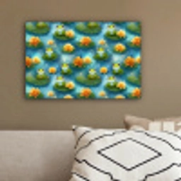 Kikker - Lelies - Groen canvas 2cm klein 34 -sfeer3