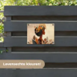 Vrouw - Krullen - Bloemen - Beige tuinposter los doek klein -sfeer3