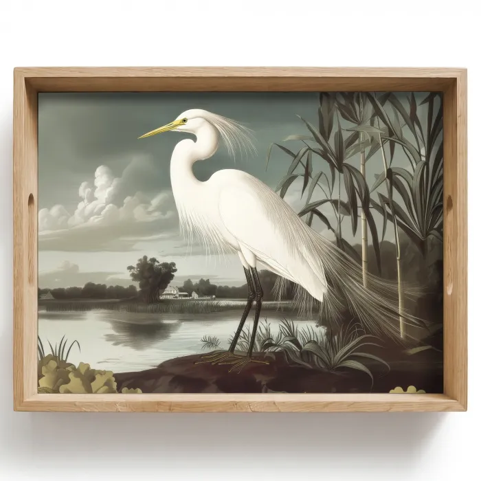 Reiger - Planten - Wolken - Wit Dienblad Rechthoek middel -z3d_shopping