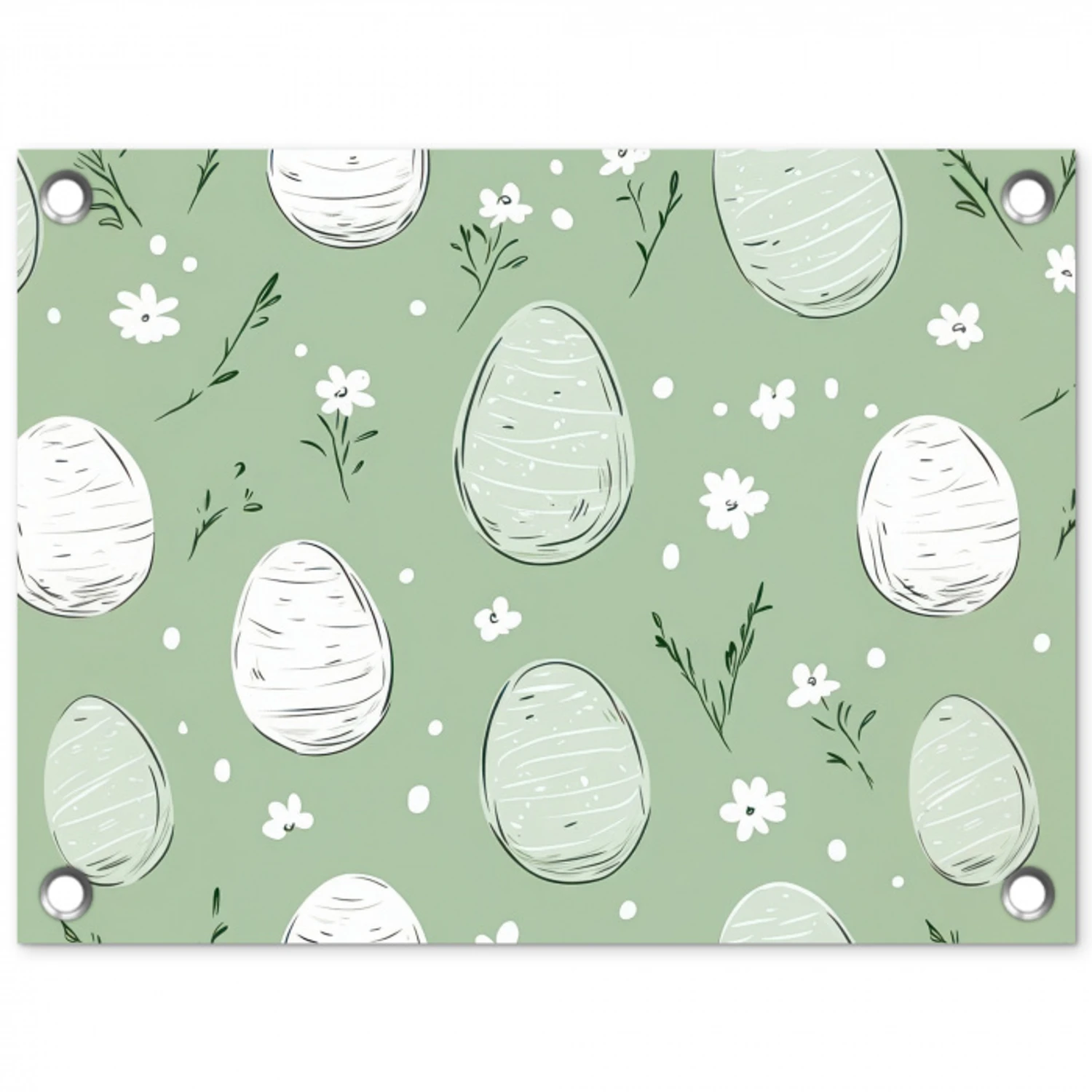 Groen - Eieren - Patroon tuinposter los doek klein -3d