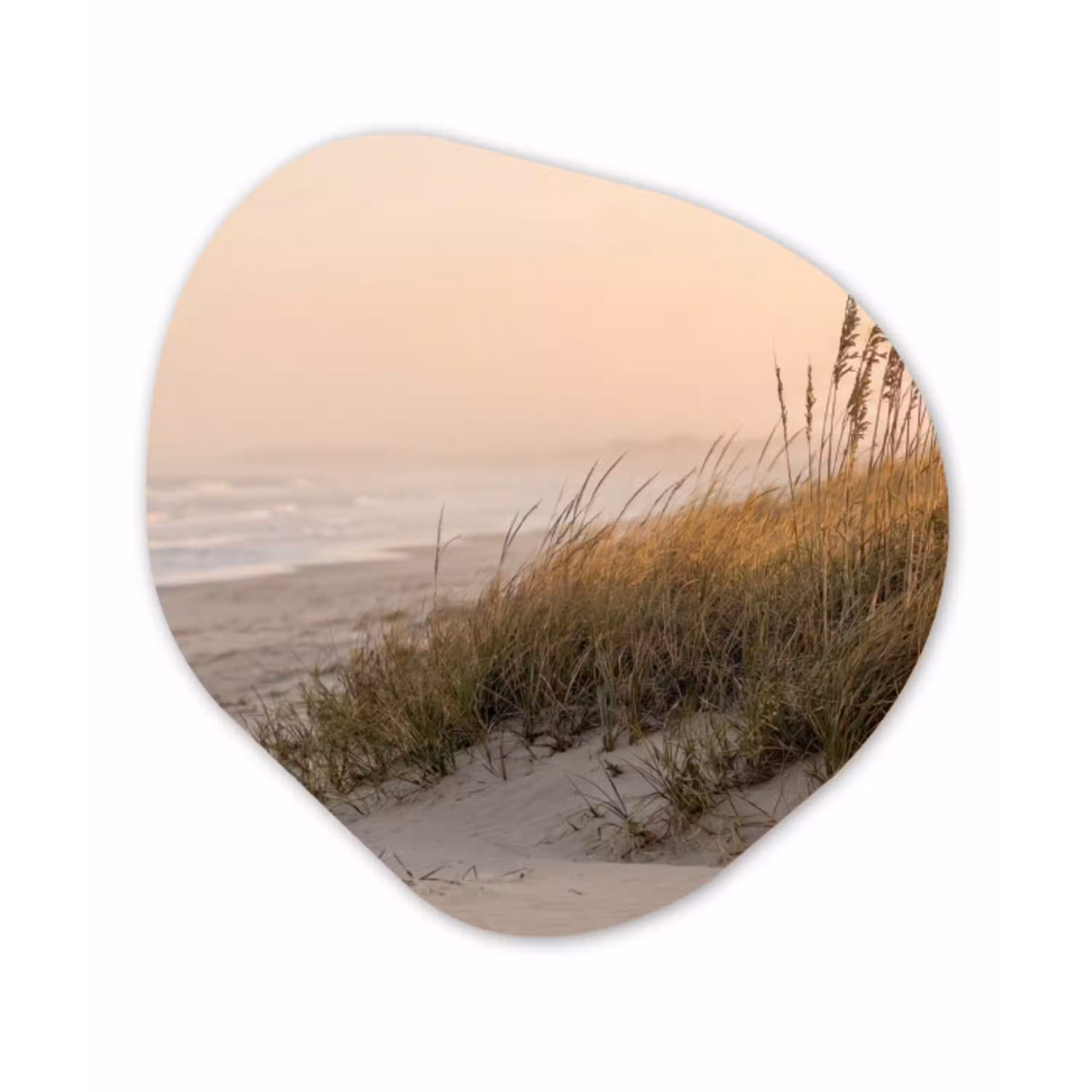 Duinlandschap - Zonsondergang - Strand Wandcirkel Organisch Aluminium middel -3d