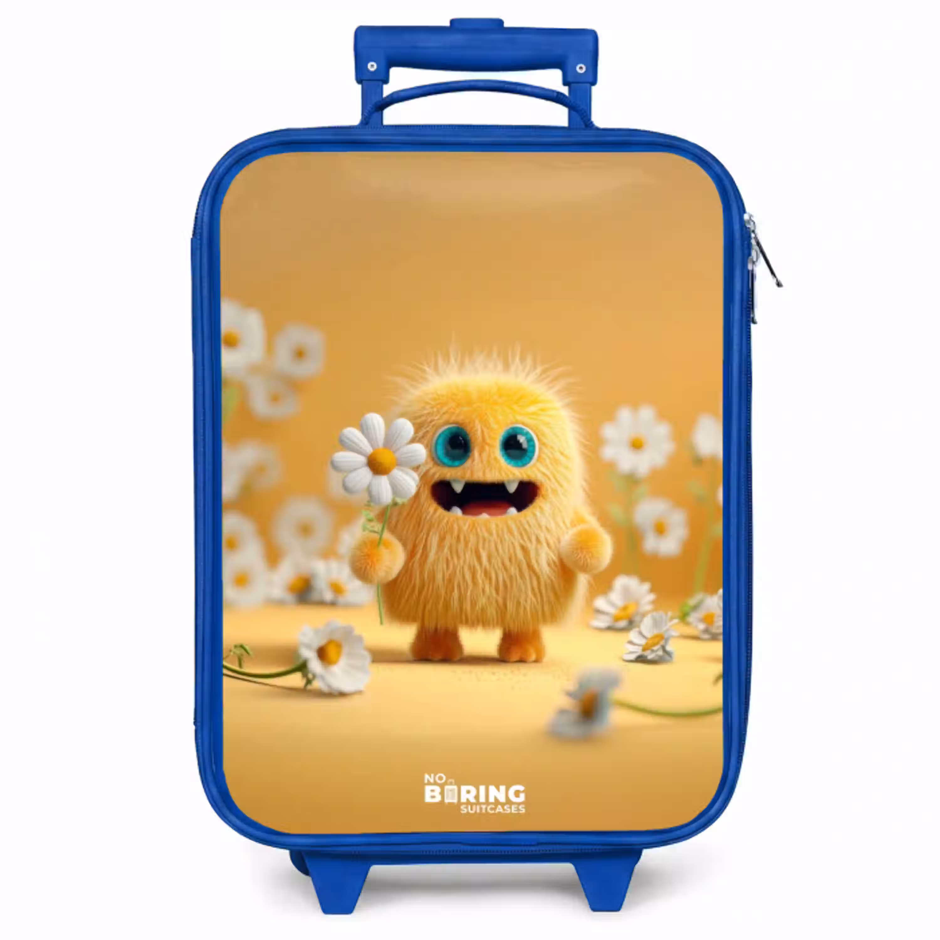 Monster - Wezen - Bloem - Geel Kinderkoffer - Blauw klein -zzz_website3d