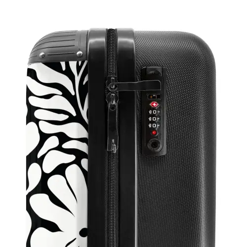 Abstract - Zwart/Wit Bloemenpatroon NBS - Handbagage koffer - Kinderen Unisex middel -slot