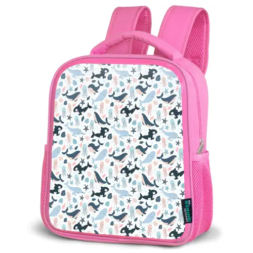Klein - Oceaan - Walvissen - Octopus Kinderrugzak - Roze middel 863 -schuin