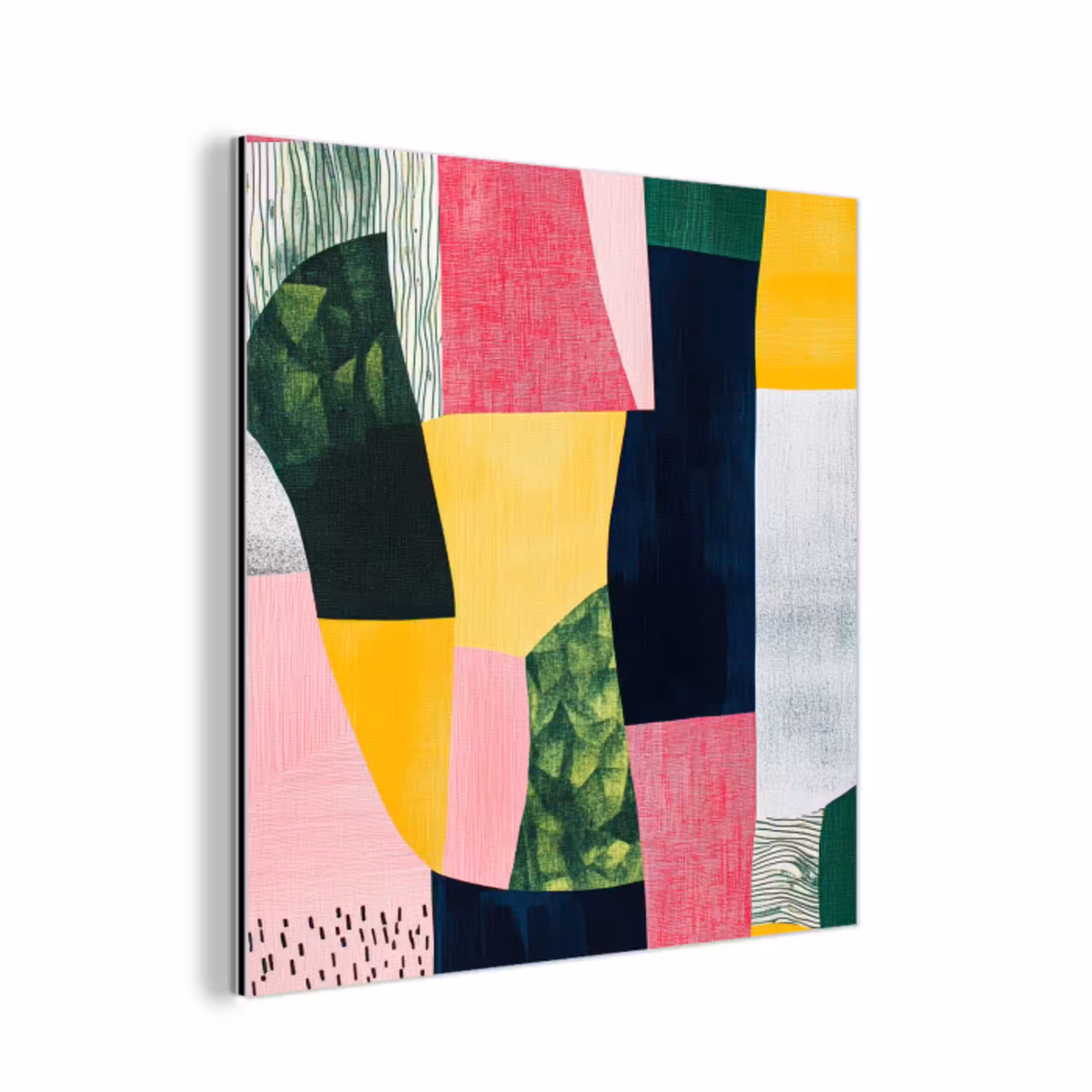Abstract - Roze - Lappen - Vormen - Geel aluminium wit klein -3d
