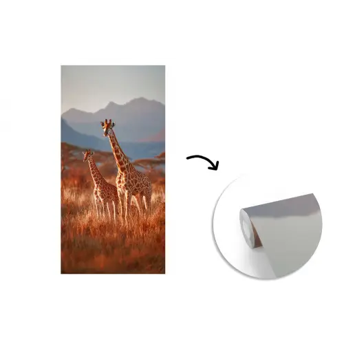 Giraffen - Hoog gras - Acaciabomen fotobehang vinyl groot -3d