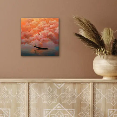 Zee - Boot - Wolken - Oranje aluminium wit klein -sfeer4