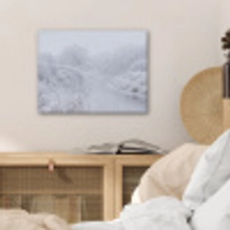 Rivier - Sneeuw - Bos - Winter - Schilderachtig PET vilt klein -sfeer3
