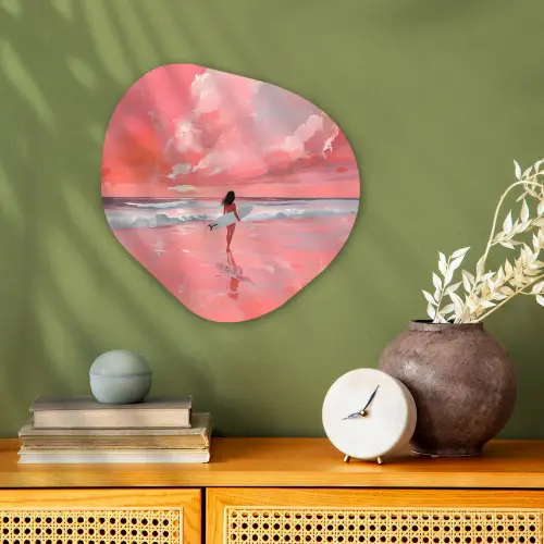 Roze - Surfen - Zee Wandcirkel Organisch Forex 3mm klein -sfeer2