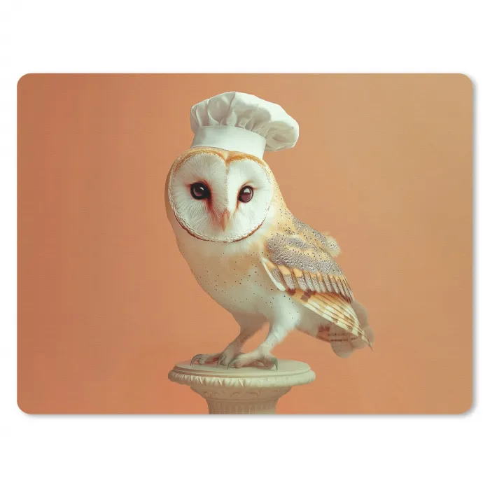 Kerkuil - Koksmuts - Oranje - Vogel muismat rubber klein -3d