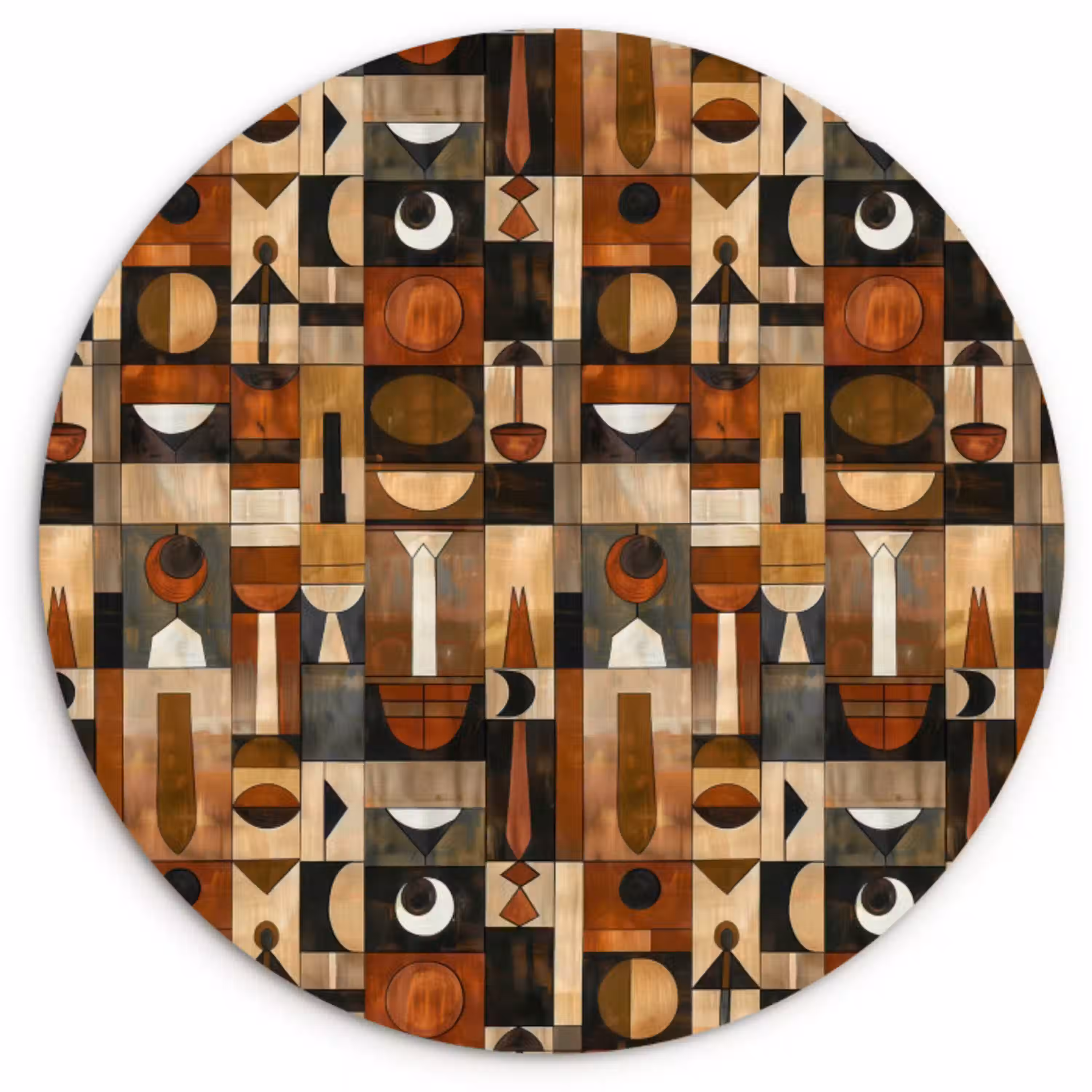 Terracotta - Geometrisch - Mid-Century - Patroon Wandcirkel kunststof plaat 5mm dik klein 188 -3d