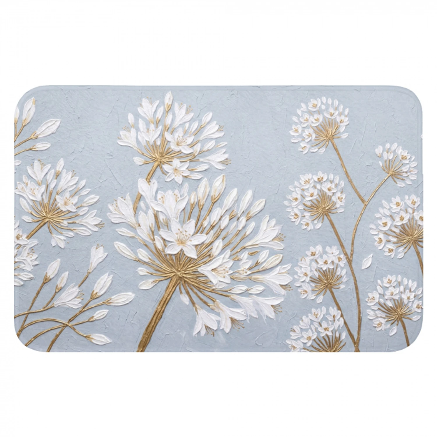 Illustratie - Bloemen - Blauw Badmat klein -3d