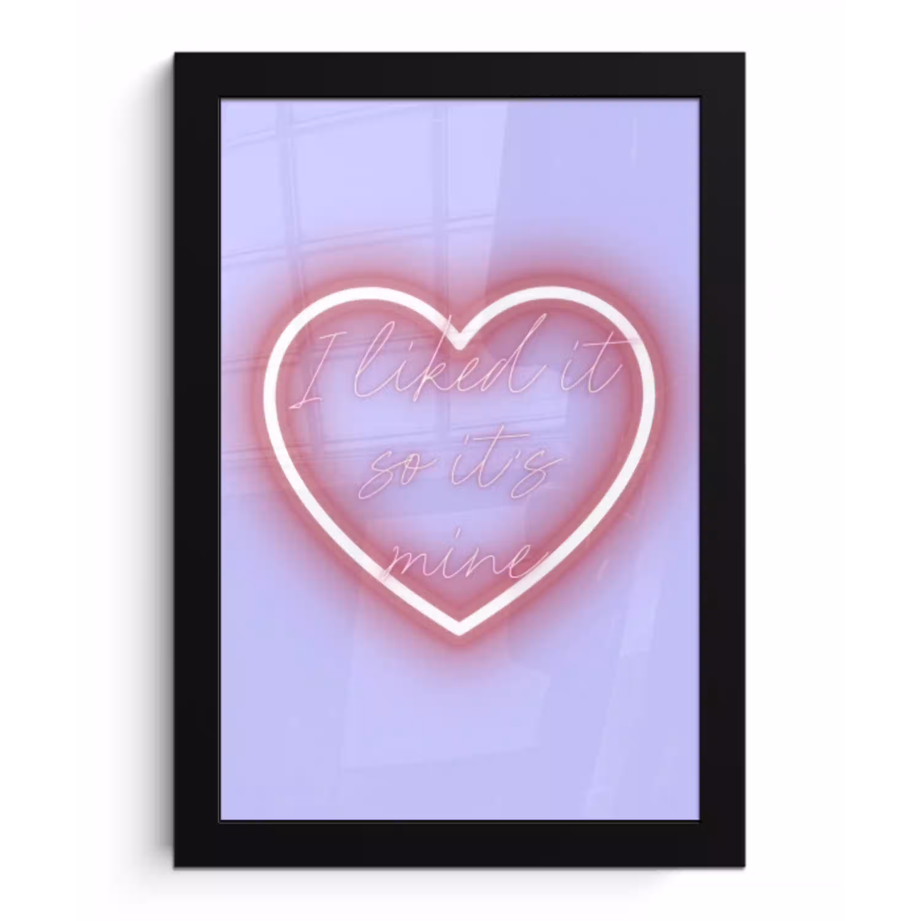 I liked it so it's mine - Neon hart - Paars fotolijst zwart zonder passe partout klein -3d