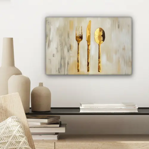 Verf - Goud - Bestek canvas 2cm klein -sfeer6