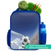 Keeper die een voetbal tegenhoud Kinderrugzak - Blauw middel -inhoud_NL