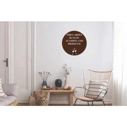 Bruin - Zomer - Quote - Drinken Wandcirkel aluminium klein -woonkamer