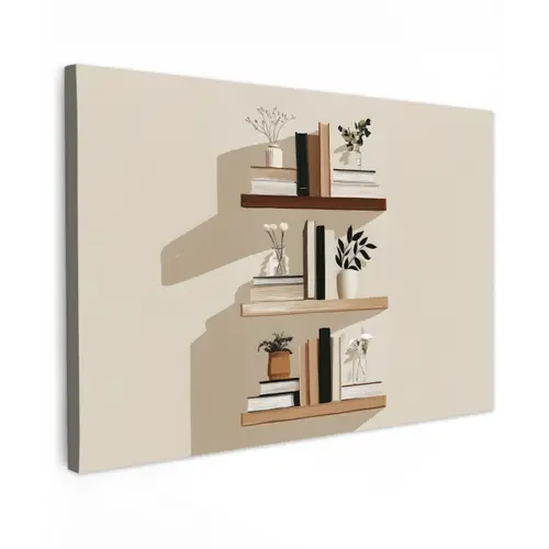 Plankjes - Boeken - Vaasjes - Planten canvas 2cm klein -z3d