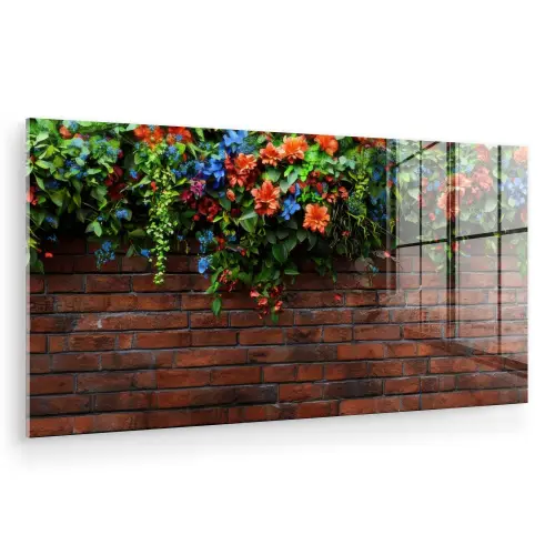 Bloemen - Muur - Groen - Oranje plexiglas 5mm klein -zzzproduct_nieuw