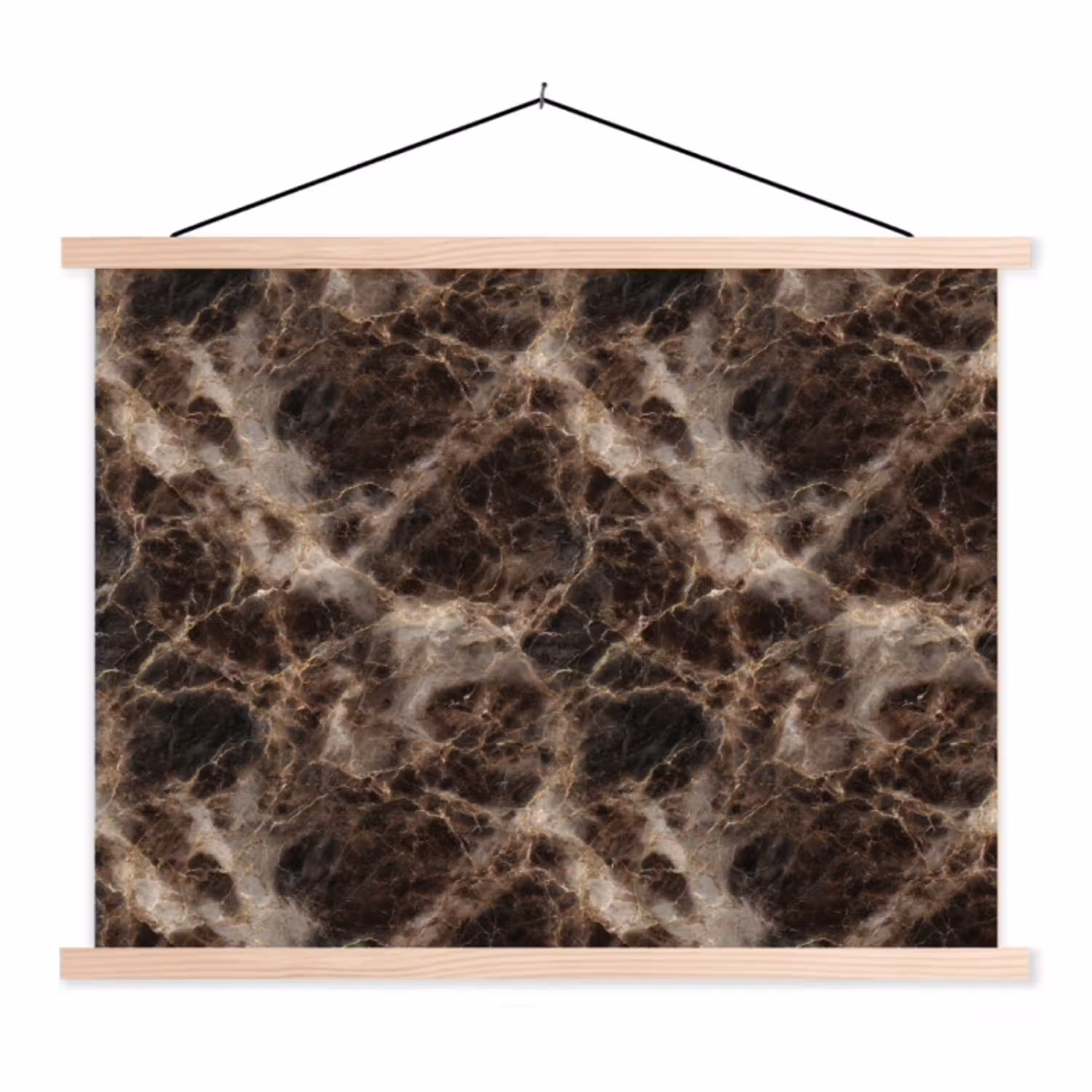 Bruin - Goud - Marmer textielposter latten blank klein 122 -3d