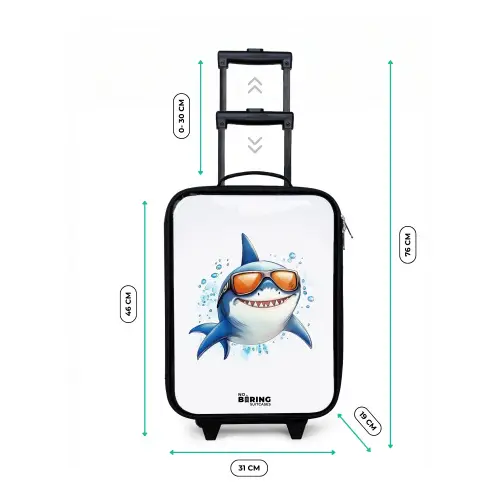 Coole haai met zonnebril in het water Kinderkoffer - Zwart klein -productfoto_formaten
