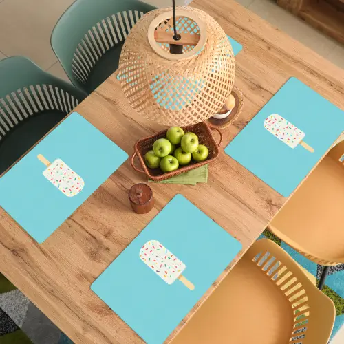 Ijsje - Stokje - Sprinkles - Lichtblauw Placemat vinyl groot -zzsfeer5_Kitchenyeah-website
