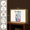 Kat - Kleurrijk - Verf - Dier - Wit Light Box met batterij (Wandlamp kind) middel -USP_websiteoverzichtNL