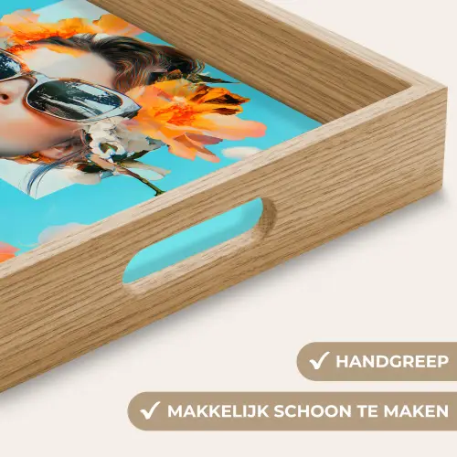 Bloemen - Vrouw - Zonnebril - Blauw Dienblad Rechthoek middel -USP_HandgreepNL