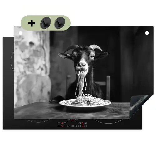 Geit - Bord - Spaghetti - Zwart Wit Inductie beschemer met haakjes klein -3d