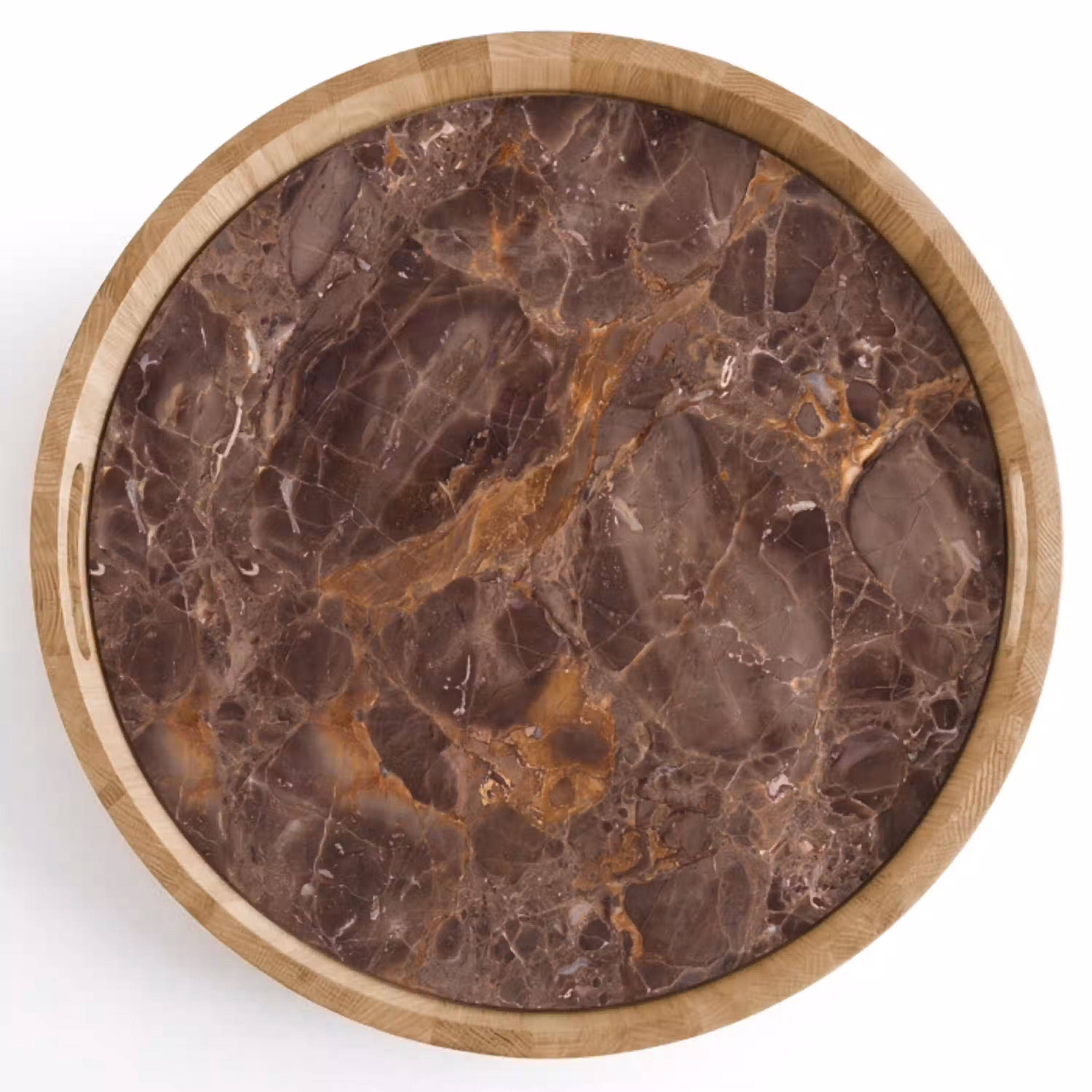 Marmer - Patroon - Natuur - Bruin - Goud Dienblad Rond middel -z3d_shopping