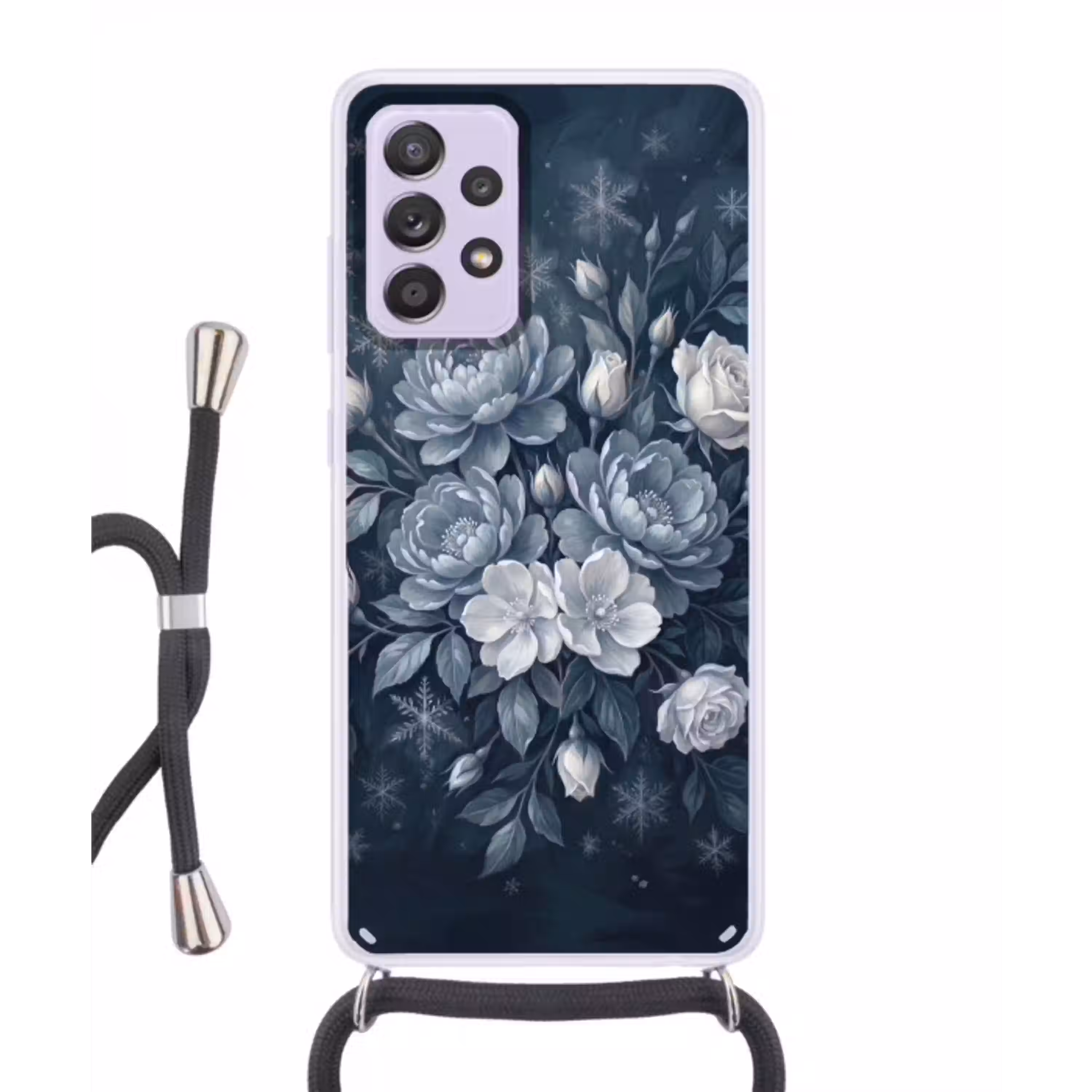 Bloemen - Boeket - Winter - Abstract - Blauw Hoesje Samsung Galaxy A52 5G met koord klein -3d