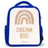 Regenboog met de quote 'Dream Big' Kinderrugzak - Blauw middel -3d