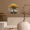 Boom - Bladeren - Goud - Abstract Wandcirkel behangsticker klein -sfeer1