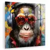 Chimpansee - Aap - dieren - Graffiti - Bril - Koptelefoon - Kleuren plexiglas 5mm klein -zzzproduct_nieuw