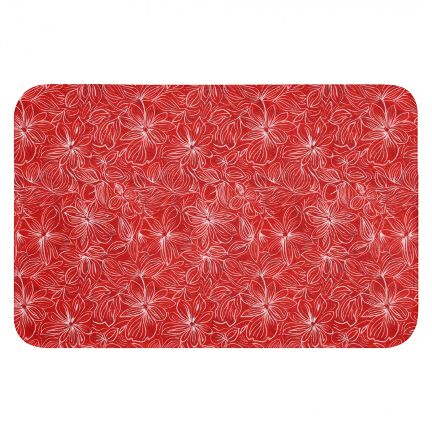 Bloemen - Patroon - Rood Badmat klein 997 -3d