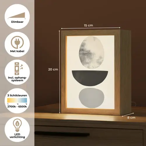 Beige - Japandi - Wabi sabi Light Box met kabel (Tafellamp) klein -USP_NL