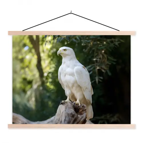 Arend - Hout - Wit - Planten textielposter latten blank klein -3d